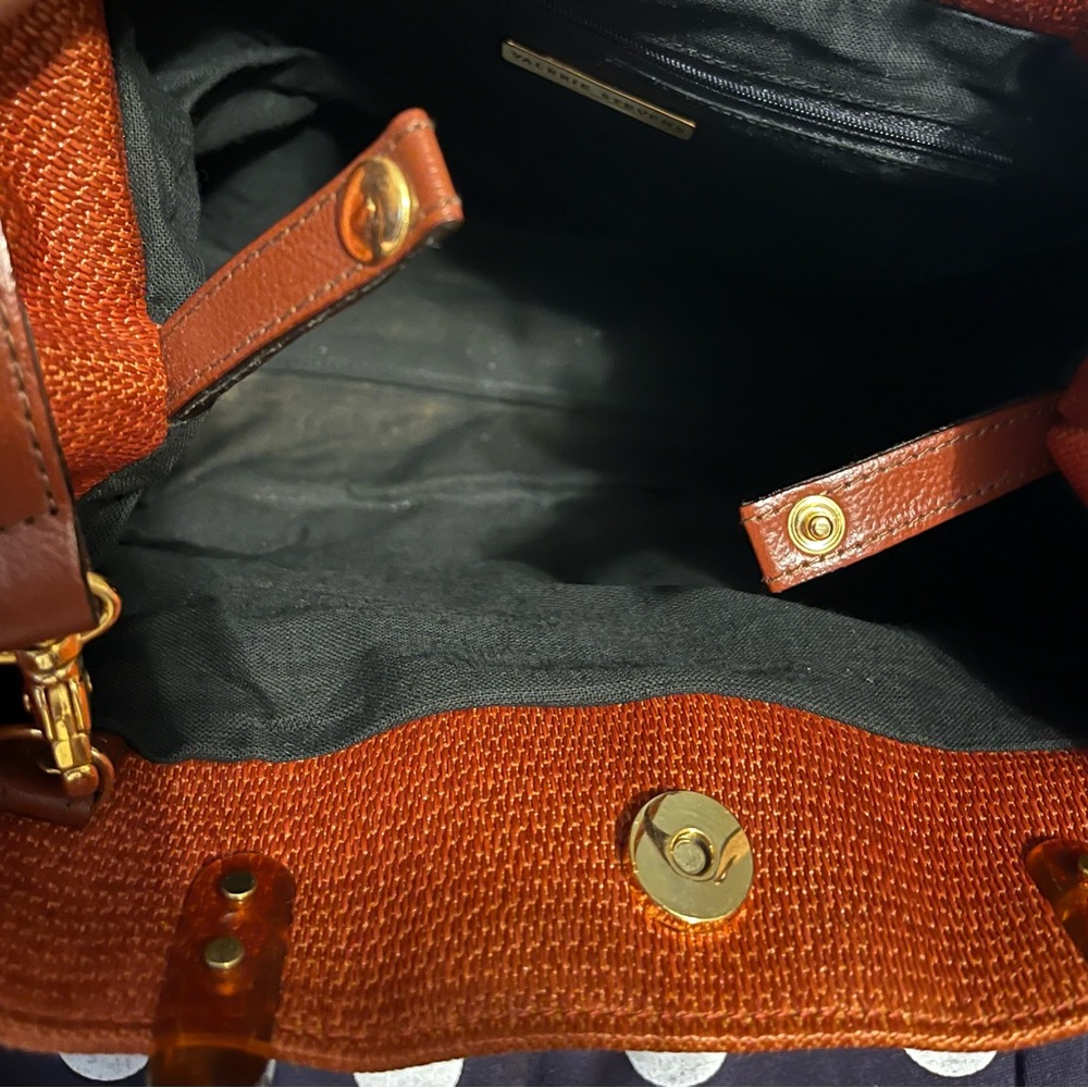 Valerie Stevens Straw woven leather shoulder strap dual carry  Bag - Picture 8 of 14